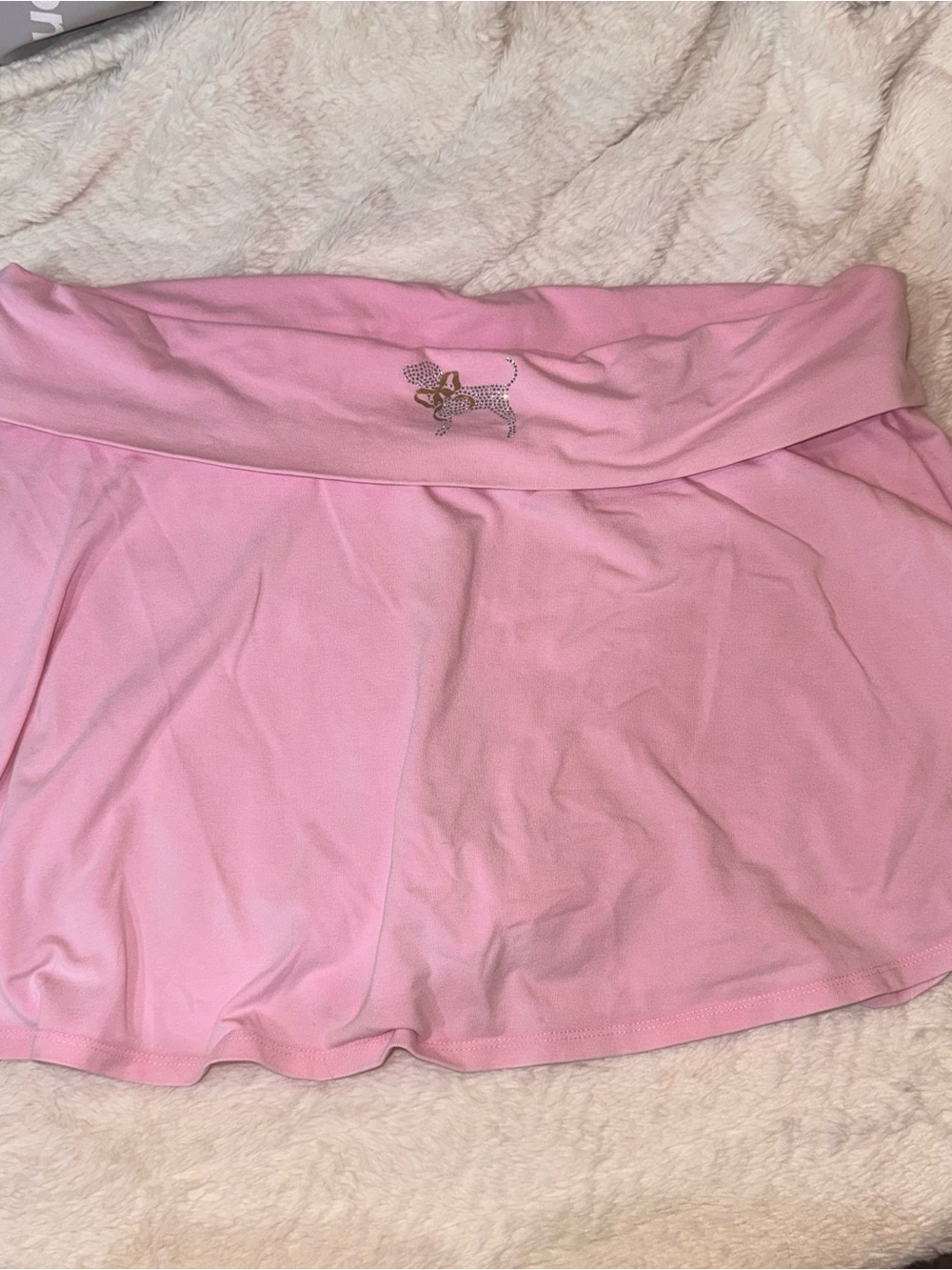 Pink X LoveShackFancy cotton fold over flirty skirt